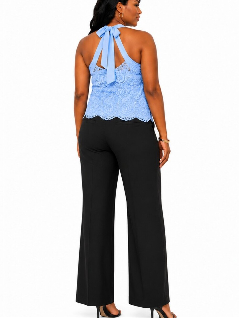 TERRITORIES Tailored Black Flat Front Wide-Leg Trousers for Women SIZE 8 NWT